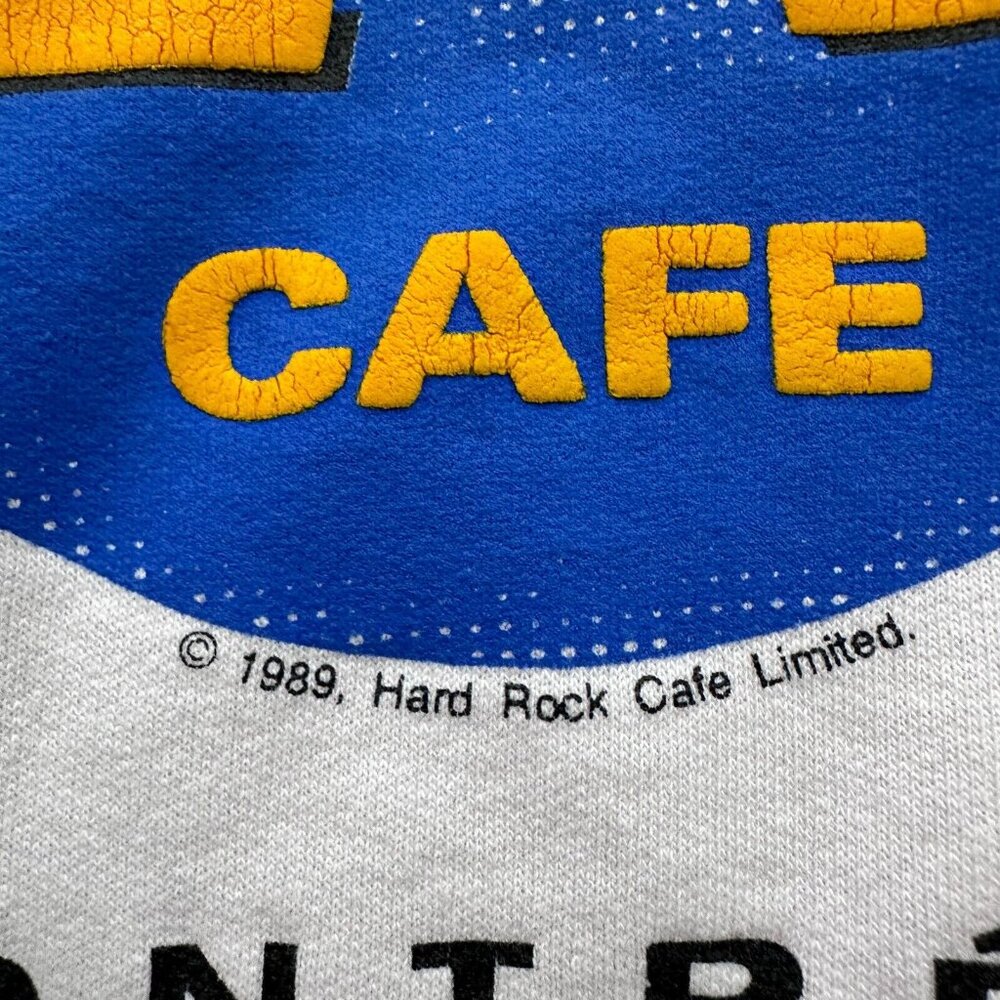 Vintage Hard Rock Cafe Sweatshirt Mens M White Montreal Canada Pullover 80s - Picture 8 of 12